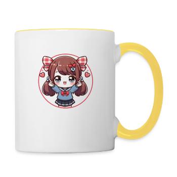 K = Pop Kid - Doigts de coeur - Mug contrasté - blanc/jaune - Droite