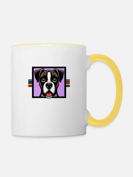 Boxerhund Kunst - Tasse zweifarbig - Weiß/Gelb