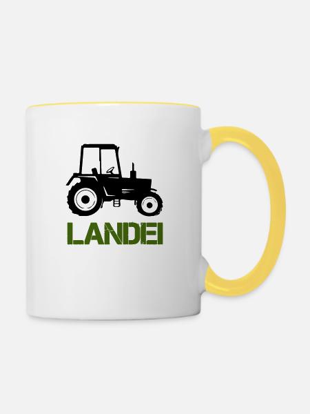 traktor landei - Tasse zweifarbig - Weiß/Gelb