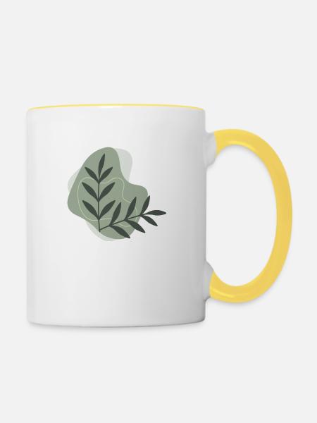 Dekorativ - Tasse zweifarbig - Weiß/Gelb