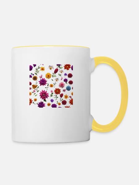 Blumen 2 - Tasse zweifarbig - Weiß/Gelb
