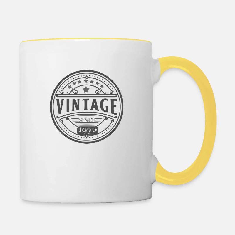 Millésime 1970 - Mug contrasté - blanc/jaune