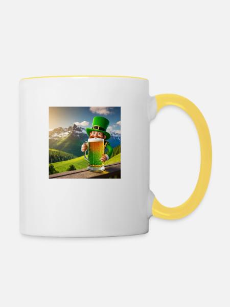St. Patrick's Day - Tasse zweifarbig - Weiß/Gelb