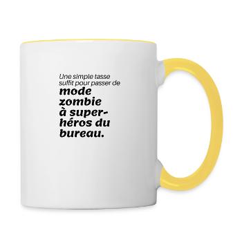 "Énergie de Super-héros" Mug - Mug contrasté - blanc/jaune - Droite