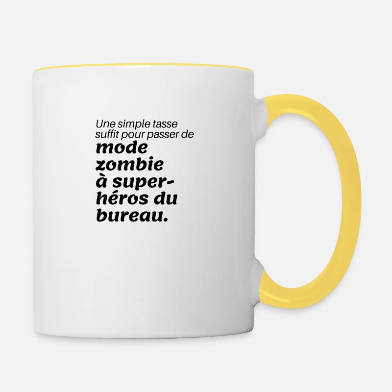 "Énergie de Super-héros" Mug - Mug contrasté - blanc/jaune