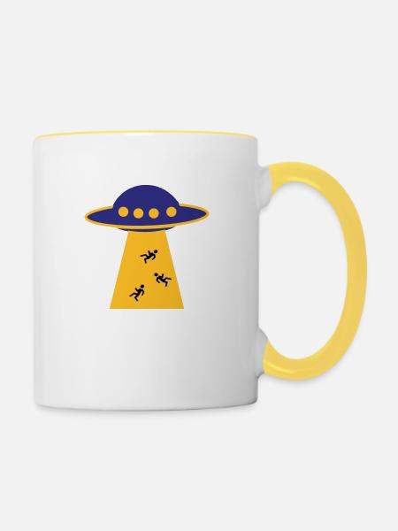 Ufo - Tasse zweifarbig - Weiß/Gelb