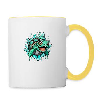 Happy Turtle - Contrasting Mug - white/yellow - Right