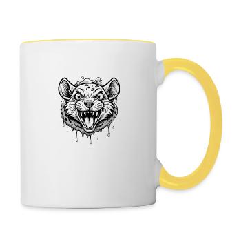 Rat noir et wihte - Mug contrasté - blanc/jaune - Droite