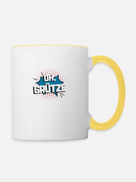 GRÜTZE - oh Grütze - Tasse zweifarbig - Weiß/Gelb