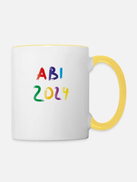 Abi 2024 - Tasse zweifarbig - Weiß/Gelb