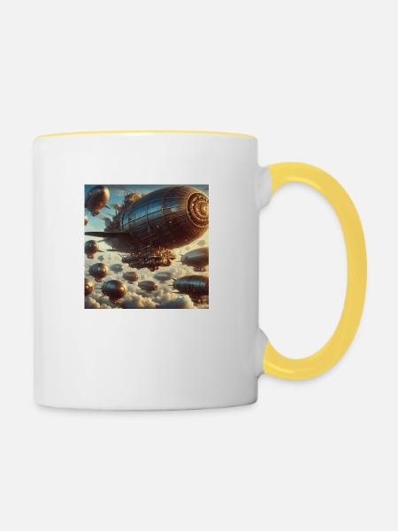 luftschiff - Tasse zweifarbig - Weiß/Gelb
