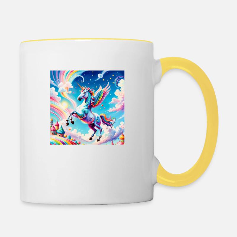 Licorne - Mug contrasté - blanc/jaune