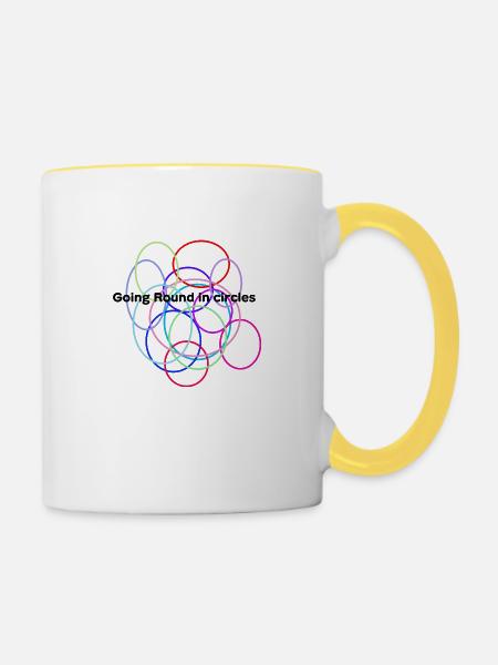 Kreise - Tasse zweifarbig - Weiß/Gelb