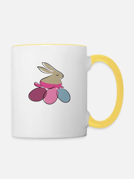 frohe ostern osterhase - Tasse zweifarbig - Weiß/Gelb