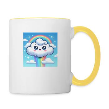 Every cloud should have its own rainbow - Contrasting Mug - white/yellow - Right
