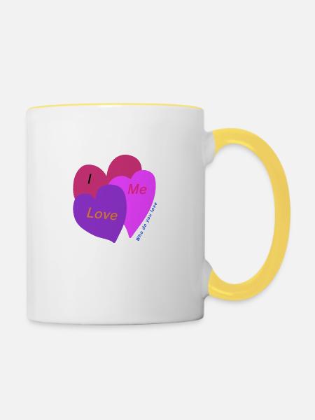 Liebe mich - Tasse zweifarbig - Weiß/Gelb