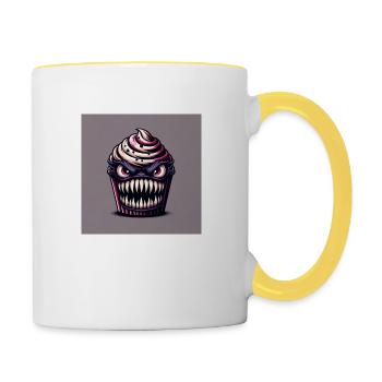Angry Cupcake - Tasse zweifarbig - Weiß/Gelb - Rechts
