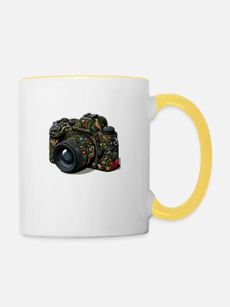 Naturdesign Kamera - Tasse zweifarbig - Weiß/Gelb