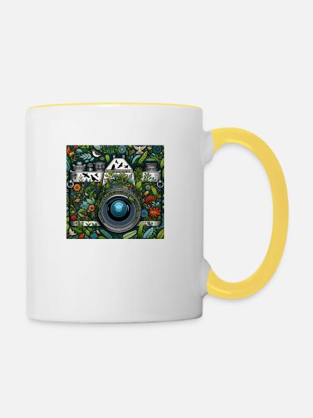 Fotokamera Naturdesign - Tasse zweifarbig - Weiß/Gelb