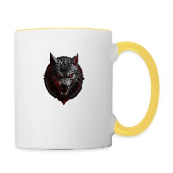 Loup du diable - Mug contrasté - blanc/jaune - Droite