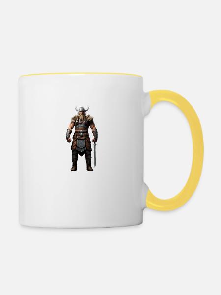 Wikinger Krieger Walhalla - Tasse zweifarbig - Weiß/Gelb