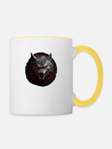 Teufels Wolf - Tasse zweifarbig - Weiß/Gelb
