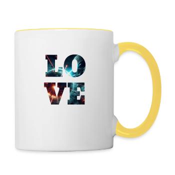 Amour extraterrestre - Mug contrasté - blanc/jaune - Droite