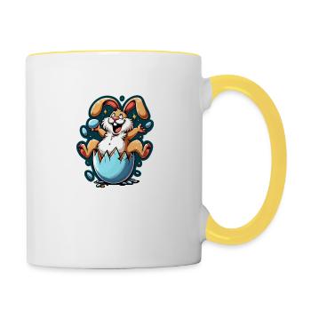 Lapin de Pâques Drôle - Mug contrasté - blanc/jaune - Droite