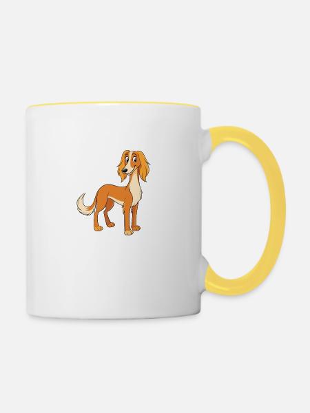 Anmutiger Saluki: Digitale Kunst - Tasse zweifarbig - Weiß/Gelb