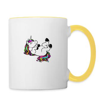 Cillen wie ein Einhorn - Tasse zweifarbig - Weiß/Gelb - Rechts