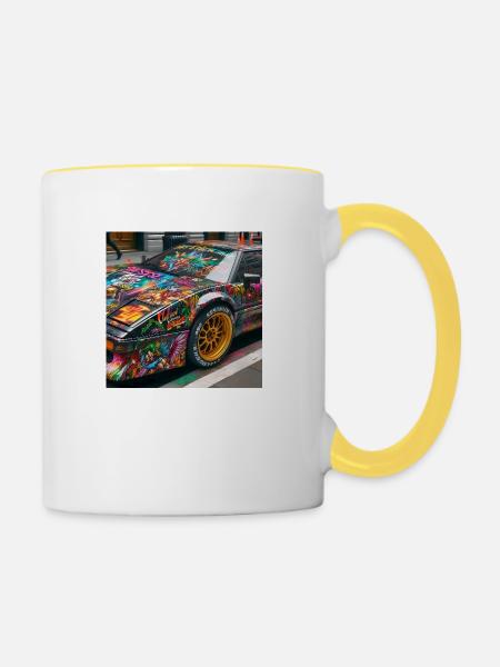 80s Cars 1 - Tasse zweifarbig - Weiß/Gelb