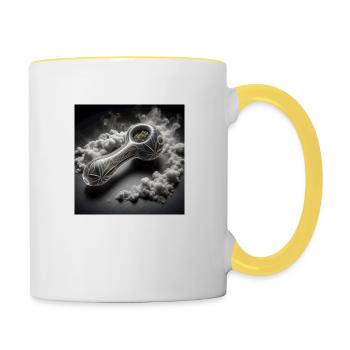logo pipe - Mug contrasté - blanc/jaune - Droite