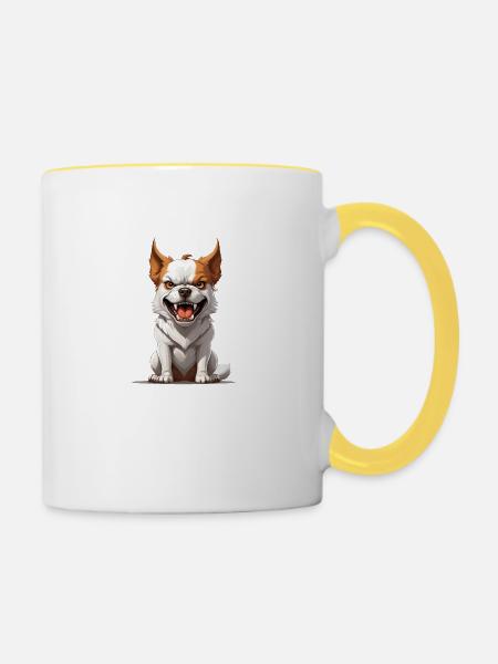 Hund Böse - Tasse zweifarbig - Weiß/Gelb