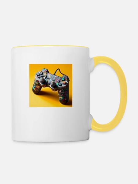 Joystick 4 - Tasse zweifarbig - Weiß/Gelb