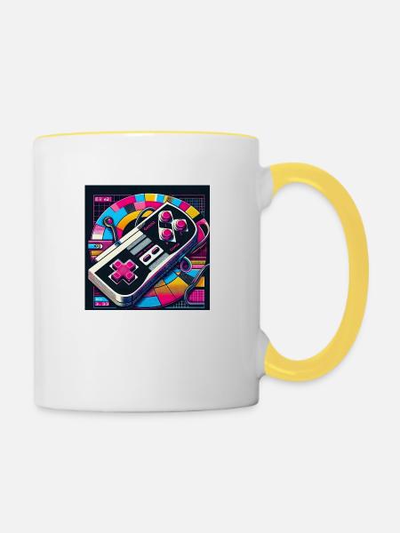 Joystick 3 - Tasse zweifarbig - Weiß/Gelb