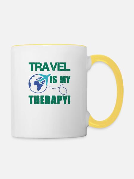 travel therapy - Tasse zweifarbig - Weiß/Gelb