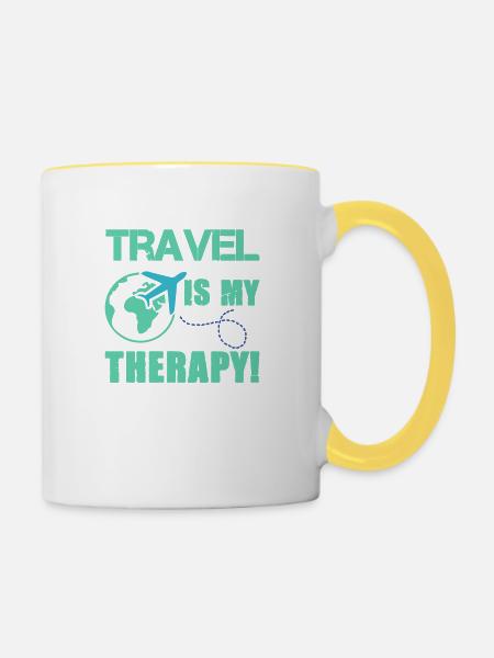 travel therapy 1 - Tasse zweifarbig - Weiß/Gelb