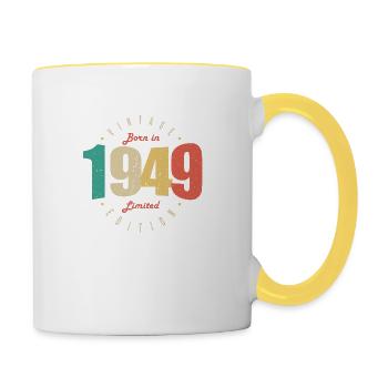 1949 Vintage Retro verjaardagscadeau 1949 - Mok tweekleurig - wit/geel - Rechts