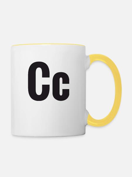 Buchstabe C - Tasse zweifarbig - Weiß/Gelb