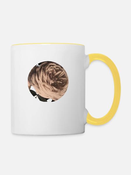 Rosenblüte - Tasse zweifarbig - Weiß/Gelb
