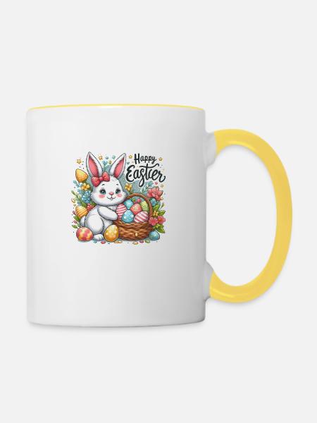 Happy Easter - Tasse zweifarbig - Weiß/Gelb