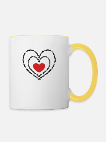 Herzklopfen - Tasse zweifarbig - Weiß/Gelb