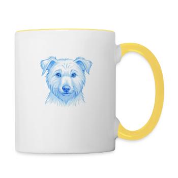 dog hand drwan - Tasse zweifarbig - Weiß/Gelb - Rechts