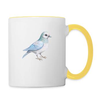 bird hand drawn - Tasse zweifarbig - Weiß/Gelb - Rechts