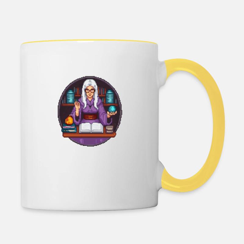 Arcane Librarian Pixel - Contrasting Mug - white/yellow