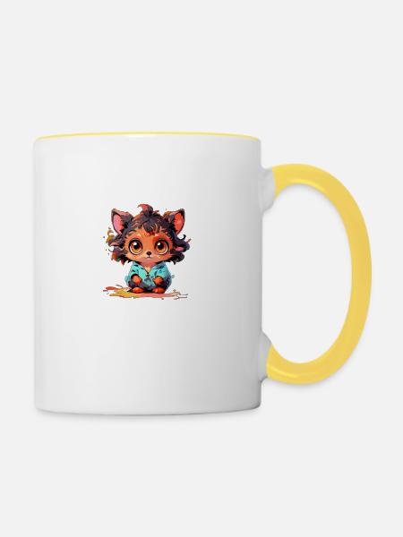 Der kleine Fuchs - Tasse zweifarbig - Weiß/Gelb