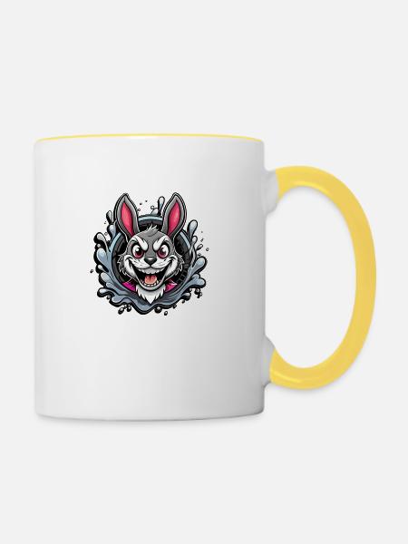 crazy easter bunny - Tasse zweifarbig - Weiß/Gelb