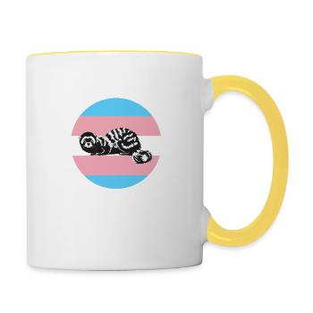 Ferrets for trans rights - Contrasting Mug - white/yellow - Right