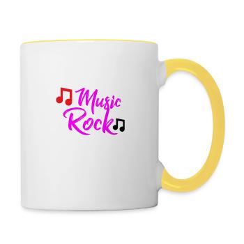 Music Rock Design für alle Musikliebhaber - Tasse zweifarbig - Weiß/Gelb - Rechts