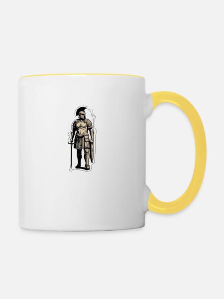 Römischer Centurio-Offizier - Tasse zweifarbig - Weiß/Gelb